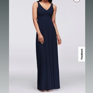 David’s Bridal Marine (Navy) Long Mesh Dress Cowl Back. Size 0